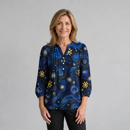 Blusa patchwork della galassia di mezzanotte
