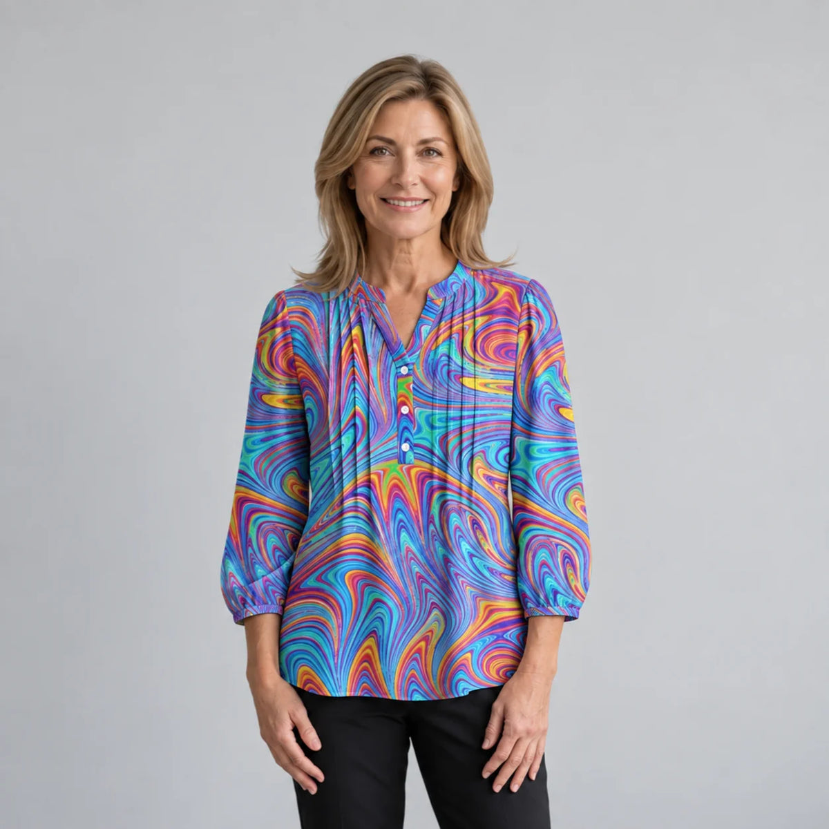 Bluse mit Marmor-Print