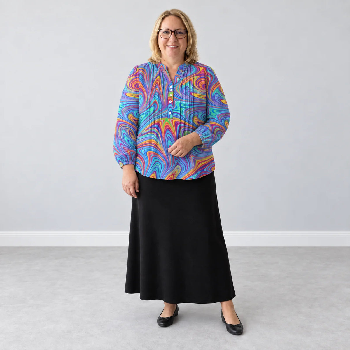 Bluse mit Marmor-Print
