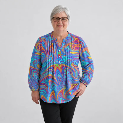 Bluse mit Marmor-Print