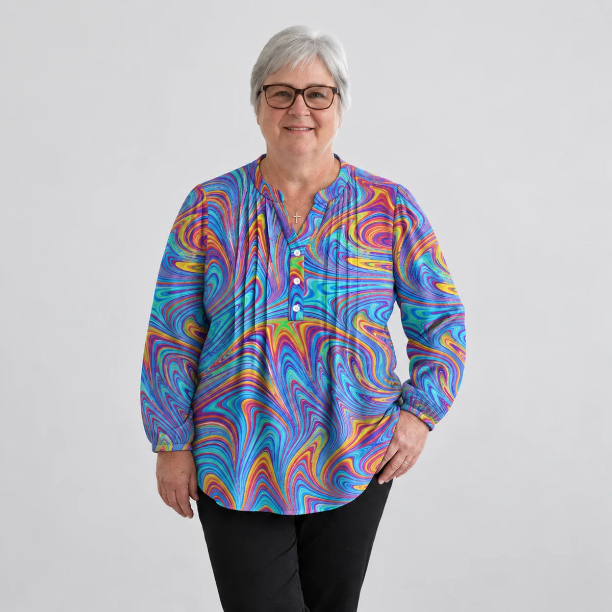 Bluse mit Marmor-Print