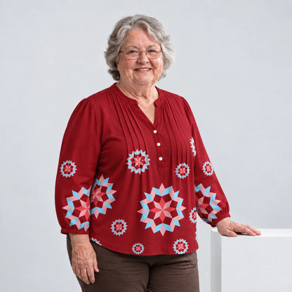 Blusa con esplosione di stelle patchwork