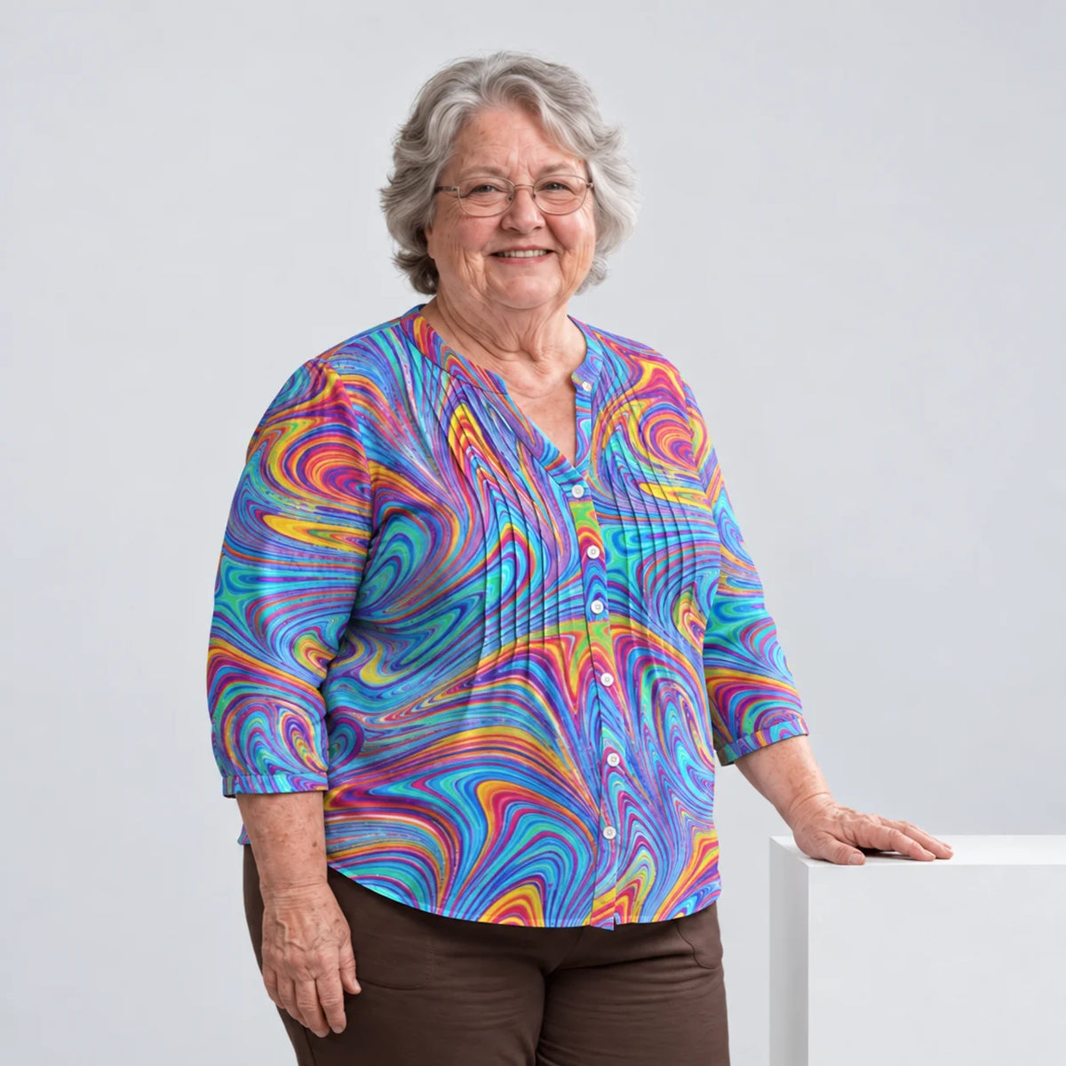Bluse mit Marmor-Print